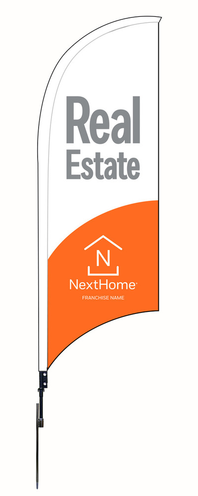 Real Estate Feather Flag Unit, 9-Foot- Printed on both sides
